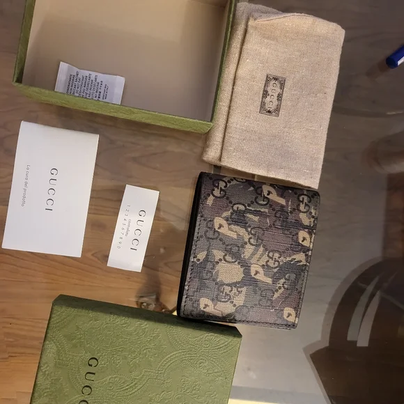 Authentic Palace x Gucci GG- P Supreme Canvas Bi-fold Camouflage Wallet - Picture 7 of 10